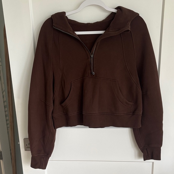 lululemon athletica Tops - Lululemon Brown Cropped Scuba hoodie